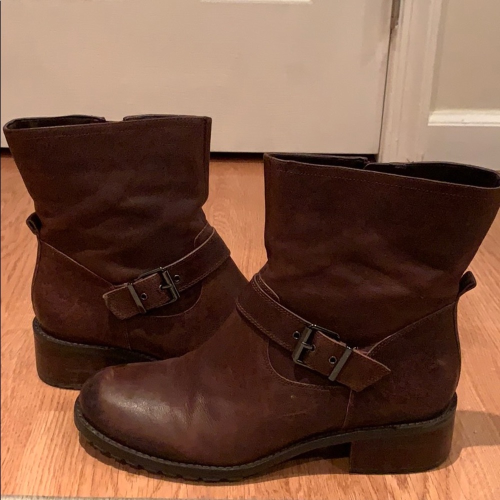 Lord & Taylor Brown Moto Boots - size 10